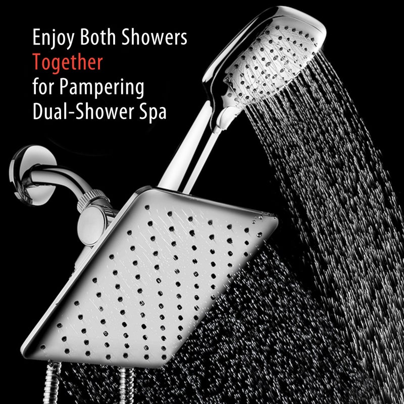 Hotel Spa HotelSpa 10.5-in Rain Shower Head/Handheld Combo. Convenient Push-Button Flow Control Button for easy one-handed operation. Switch flow settings with the same hand! Low-Reach Bracket included - Image 4